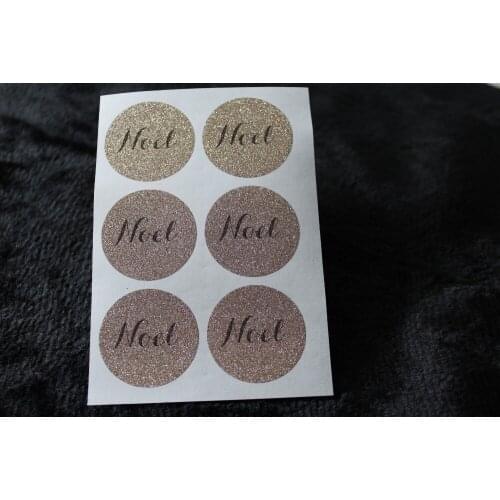 3.8cm Noel Rose gold glitter classic round sticker