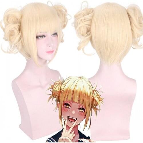 My Hero Academia Himiko Toga Cosplay Gold Wig Head Anime Accessories Durable High Temperature Wire Halloween Hair Wigs