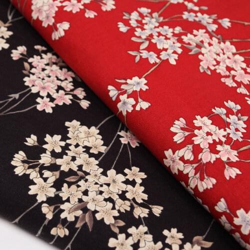 LEO&LIN A Quilt DIY Printed Cotton Kimono Doll Clothes Japanese Cherry Blossom Patchwork Cotton Fabric Tissus 50cm