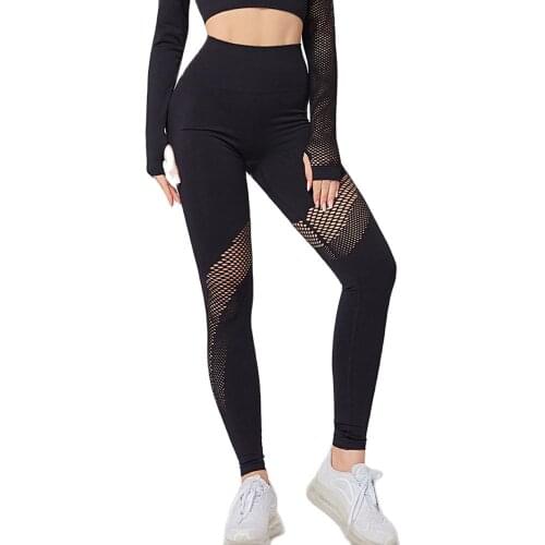 Fashion Hollow Yoga Pants High Waist Womens Fitness Gym Leggings Balck Stretch Pants Red Sport Wear Blue Tights
