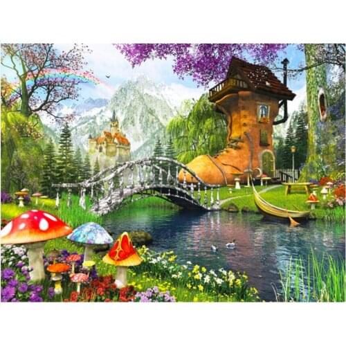Bridge mosaic embroidery craft landscape diamond painting kit bead picture wall paper rhinestones drawing christmas gift new