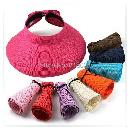 New Beach cap sunbonnet visor strawhat female summer sunscreen folding big sun hat 20 Colors for Choose