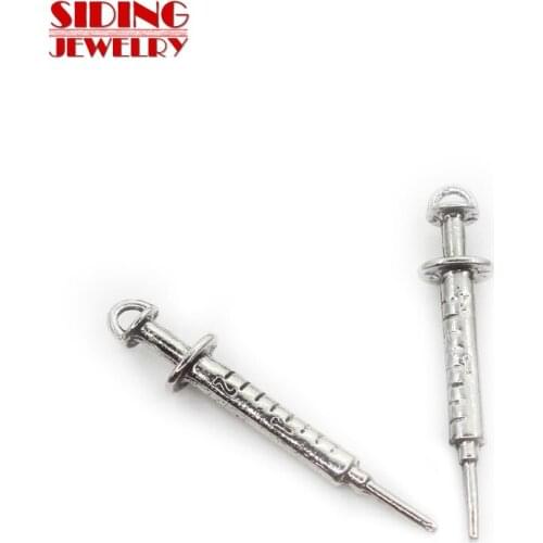 New Aarrival 20pcs/lot Silver Medical Treatment Injector/Ambulance Dangle Charms DIY Bracelet Necklace Pendants Jewelry Charms