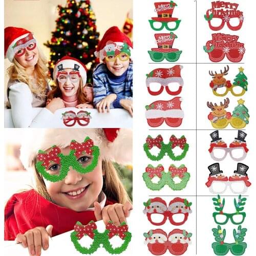 New Year Decor DIY Diamond Painting Glasses Frame For Kids Christmas Decor Handmade Diamond Mosaic Decoration For Children Gift