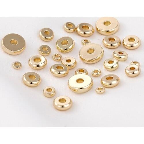 14K package gold color protection gold bead flat bead spacer DIY Bracelet Necklace Earrings accessories material loose beads