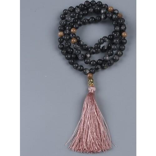 Labradorite Natural Gemstone Mala Beads 108 Necklace For Meditation