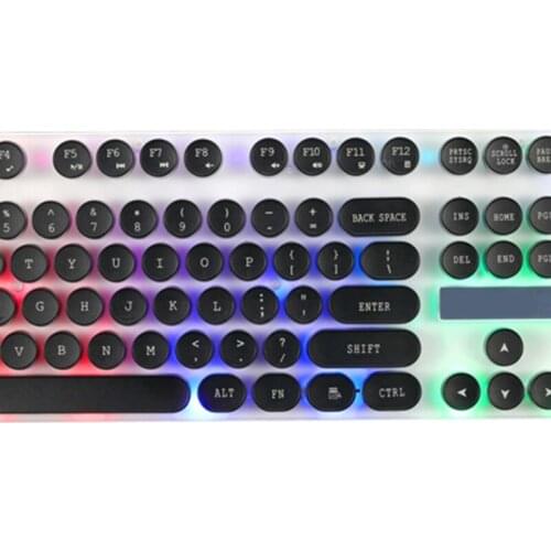 Wired Color Light Keyboard Computer Game Mechanical Keyboard Luminous Punk Electroplating Knob Round Friendship Keycap