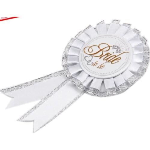 Bride To Be Hen Night Party Do Gift Filler Rosette Badge White & Silver Holiday Accessory Decor