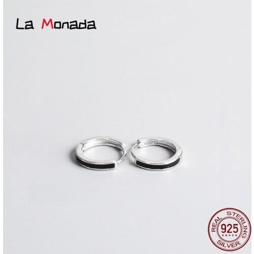 La Monada Korean Hoop Earrings For Women Silver Trend Fashion Female Black Line Silver 925 Earring Hooks Jewelry For Women Ear