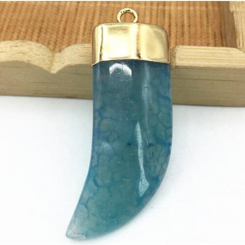 Blue natural agat onyx stone irregular shape pendant numen energy reiki pendulum gold-color high quality diy jewelry B3079