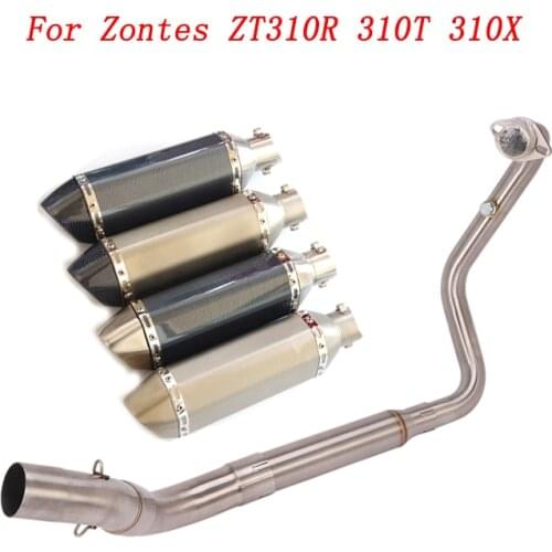 Slip On Motorcycle Exhaust Front Link Pipe And Muffler Stainless Steel Exhaust System For Zontes ZT310R 310T 310X All Years