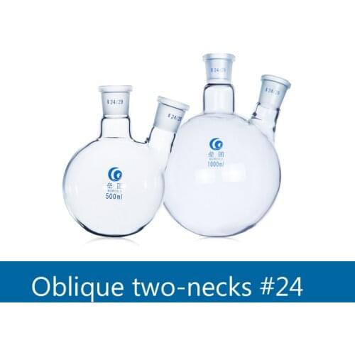 Oblique 2-necks Glass Flask Reactor Spherical Thicked borosilicate glass high temperature resistance flask Laboratory supplies