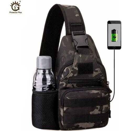 USB Charging Military Shoulder Bag Tactics Sling Bag Chest Pack MOLLE Nylon Waterproof Crossbody Back Pack Army bolsa