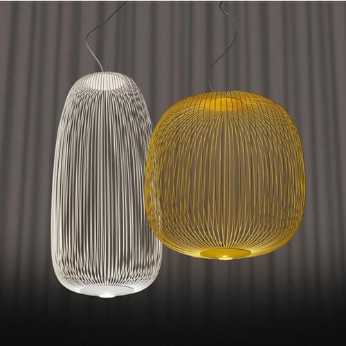 Moden Led Pendant Lights Bird Cage Hanging Lamps Dining Room Nordic Living Room Decor Chandeliers Bedroom Bedside Light Fixtures