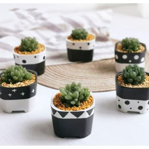 Japanese Simple Ceramic Fleshy Flowerpot Green Plant Pot Container Succulent Bonsai Decor for Home Garden Office Desktop