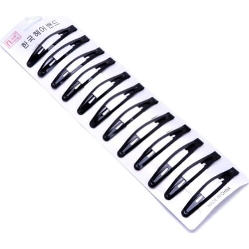 12 Pcs Black Hair Clips Women Girls Hairpin Snap Barrettes Hairgrips Accessories U2JF