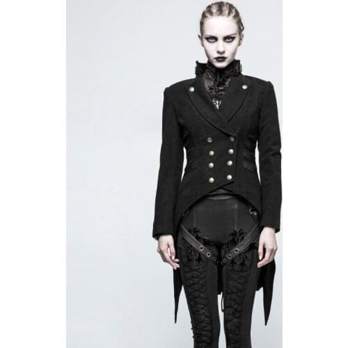 PUNKRAVE Womens Steampunk Swallow Tail Worsted Jacket Punk Slim Fit Formal Evening Dinner Prom Tuxedo Coat