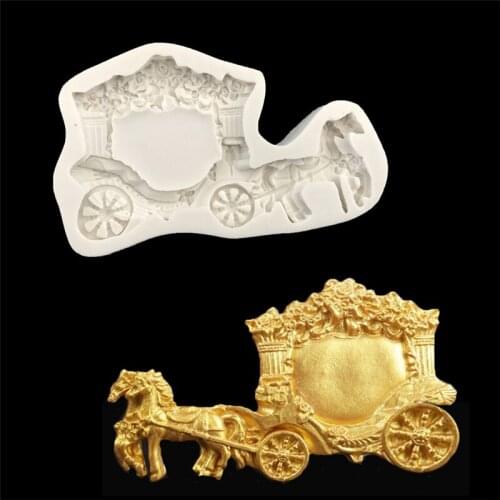 1PC Horse Carriage Silicone Fondant Mold Kitchen Baking Accessories Tool Cake Decorating Mold Chocolate Candy Mold D004