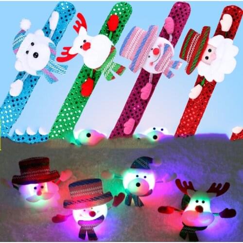 1PC Santa Claus circle Flash Luminous Watch bracelet wrist gift fork ID spatting snow man circle party Christmas decoration noel