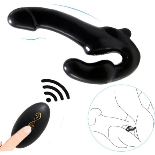 10 Speeds Strapless Strapon Dildo Vibrator Female Double Vibrating G Spot Adult Sex Toys for Women Couple Anal Prostate Massager