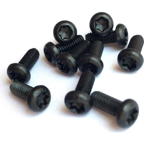 100Pcs M3 M4 Torx Screws Round Head T&TX Plum Screw Carbon Steel Six-Lobe Bolts Black 6mm-14mm Length