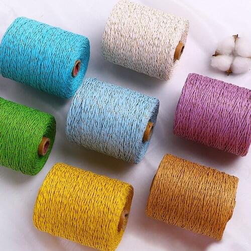 280M Handbags Raffia Straw Gold Line Yarn Crochet Yarn for DIY Knitting Summer Straw Hat Cushions Hand Knitting Yarn