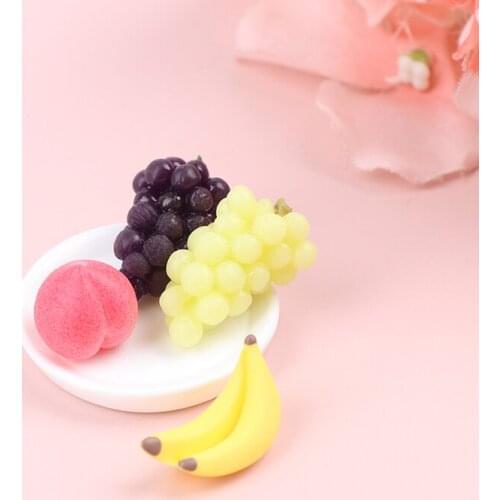 6Pcs/Set Doll House Accessories Doll House Fruit Grape Vegetable Fruit Tray Miniature Props