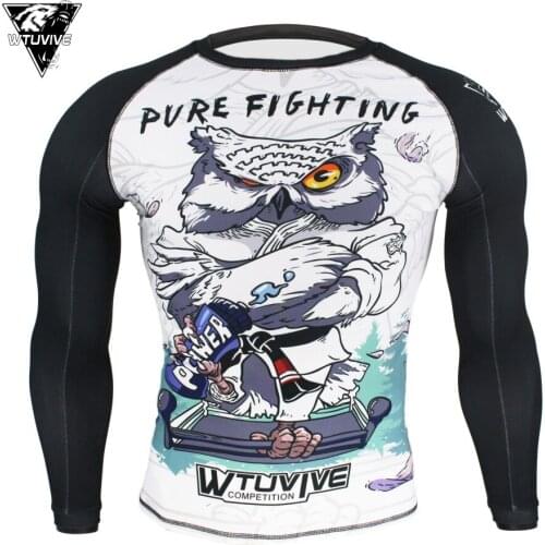 White MMA Fighting Owl Fighting Fight Boxing Sweatshirt Boxing jerseys clothes tiger muay thai fight wear tshirt homme