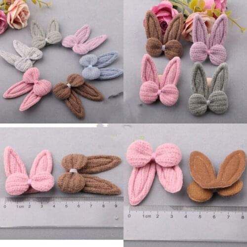 Free Shipping 30PCs Ribbon Bow Rabbit Ear Button Patch Sticker Girls Hair Jewelry Decor Ornament Garment Shoe Decor Buttons