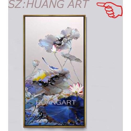 Handpainted Free Shipping Pictures High quality original Realistic Flowers Oil Painting on Canvas Wall Stickers Home Decor