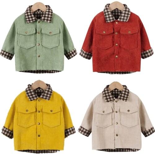 Kids Spring Autumn New Corduroy Jacket Baby Girl Lapel Coat Boy Trend Casual Outerwear Children Solid Color Clothing Infant Top