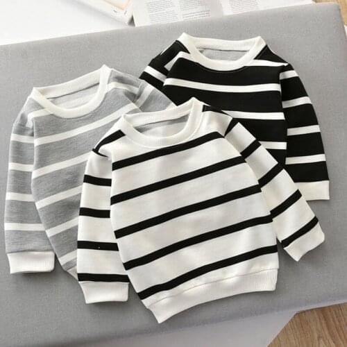 Children Sweater Spring Long-Sleeve Striped T-shirt Boy Girls Sport Children Clothes Fashion Coat Sweater Fall Kids Clothes