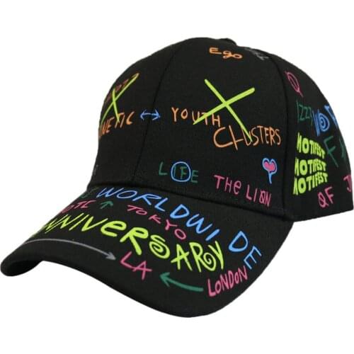 Mens hip-hop hat summer english graffiti baseball cap dad hat trend cap wholesale adjustable outdoor sun hat