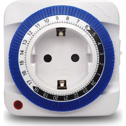 EU 24 Hours Timer Switch Socket 230V 16A 15min to 24H Programmable Energy Saving M7DA