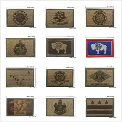 USA State Flag Wyoming Vermont South Dakota Maine Alabama Dominica Iowa Delaware Military Tactical Armband Embroidered Patch