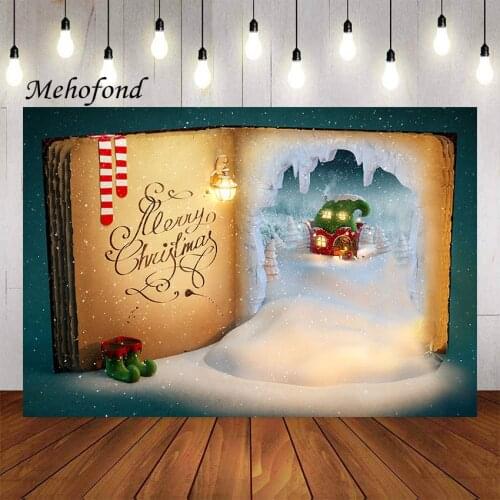 Mehofond Photography Background Christmas Book Candy House Elven Winter Snow Newborn Baby Child Portrait Backdrop Photo Studio