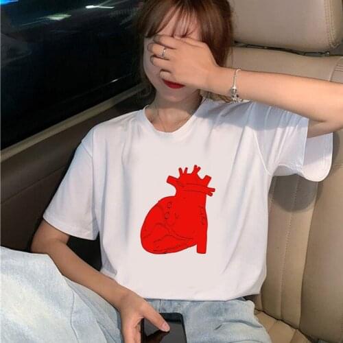 Summer Short Sleeve Casual female regular T-shirt Tops Women T shirts Healthy Heart Leopard Printed Trend Style O-Neck T-Shirt