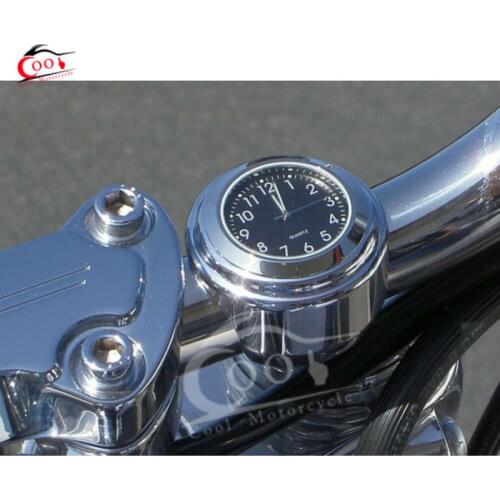 Chrome Black Dial Clock 7/8" 1" Motorcycle Handlebar Fits For Yamaha Road Star V-Star