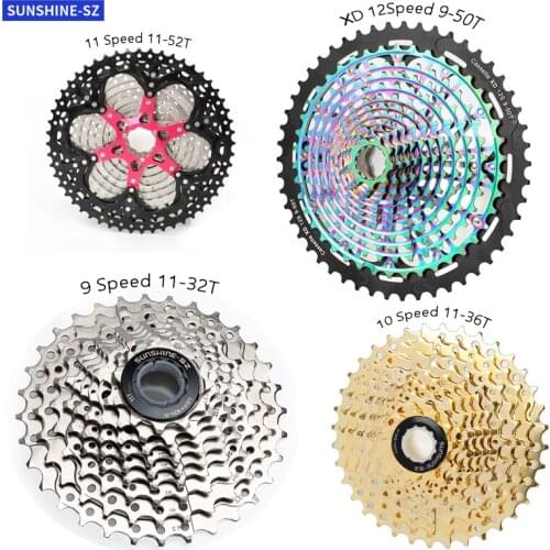 SUNSHINE 10 speed Cassette 9S 10S 11S 12S MTB bike Road Bicycle Freewheel Flywheel 10V /36/40/42/46/50T 52T for XD cassette SRAM
