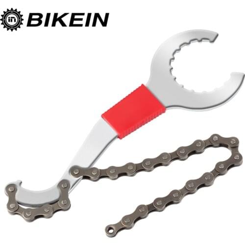 BIKEIN 3 in 1 Bicycle Chain Whip Sprocket Cassette Lockring Bottom Bracket BB Wrench Tool Bicycle Spanner Wrench Repair Tools