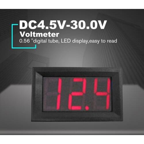DC4.5V-30.0V 0.56in 2 Wire Mini LED Digital Display Voltmeter Electric Voltage Meter Volt Tester for Auto Battery Car Motorcycle
