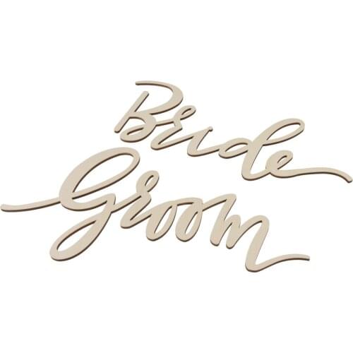 Pack of 2 Wooden Sign Chair Pendent Decor Wedding Bride Groom Wood Sign Photography Kit