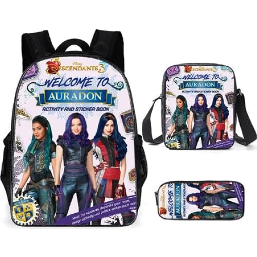 3pcs Disney Descendants 3 Backpack Set for Teenagers Boys Girls 3D Print School Bag Men Women Laptop Backpack with Pencil Case