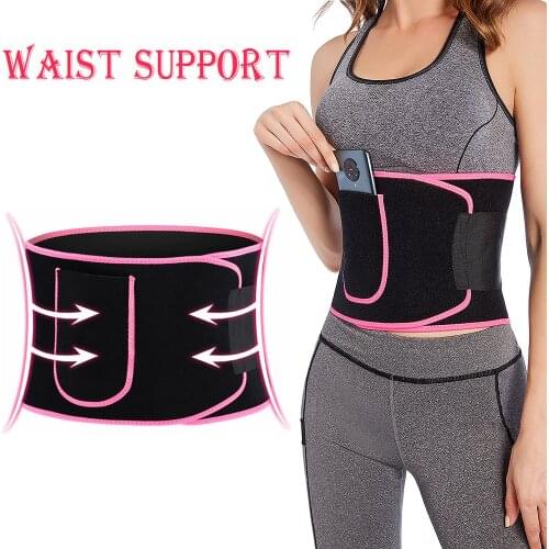 Waist Support Trimmer Belt Exercise Weight Loss Gym Fitness Belts protector weightlifting adjustable lycra pocket training
