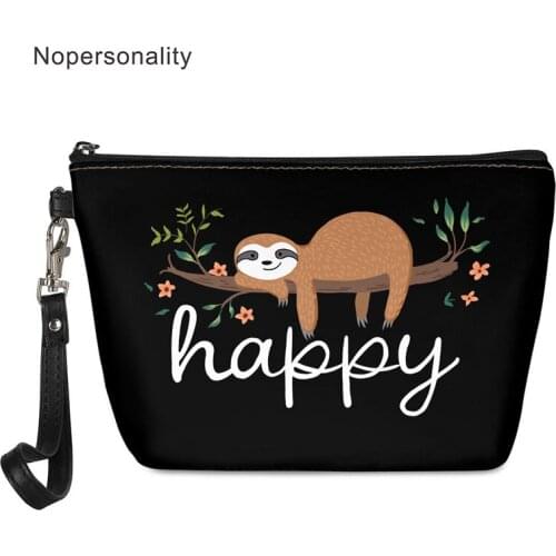 Nopersonality Cosmetic Organizer Storage Bag Happy Sloth Printing Ladies Makeup Portable Cosmetic Bags Small Travel Make Up Bag