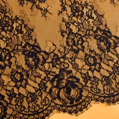 3 Meters Length 1.5Meters Wide Eyelash Chantilly Lace Fabric White Black Mesh Lace Fabric DIY Wedding Gowns Clothing Sew Materi