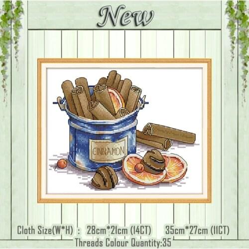 Cinnamon Kitchen painting 11CT Counted printed on Canvas DMC 14CT Cross Stitch Embroidery kits Needlework Sets DIY crafts Decor