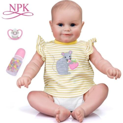 NPK 48CM small Size Reborn Baby Toddler Girl Maddie Soft Body Flexible Hand-Drawing Hair 3D Skin Tone with Veins premie size
