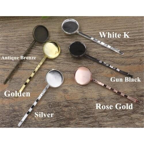 50pcs/lot 10mm 12mm 14mm 6colors Copper Hair clips Diy Hair Jewelry Accessory Settings Barrettes