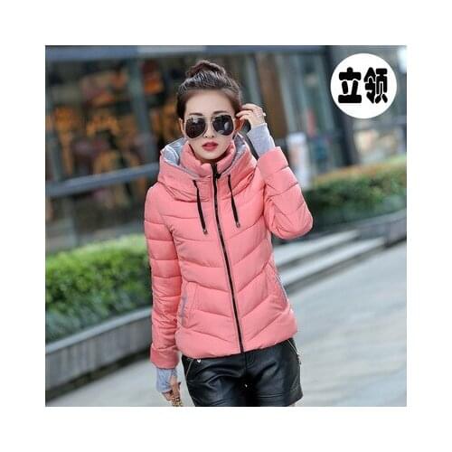 Fashion Winter Jacket Women Hooded Jackets Coats Female Short Parkas With Gloves Outerwear Cotton Padded Basic Jacket Tops